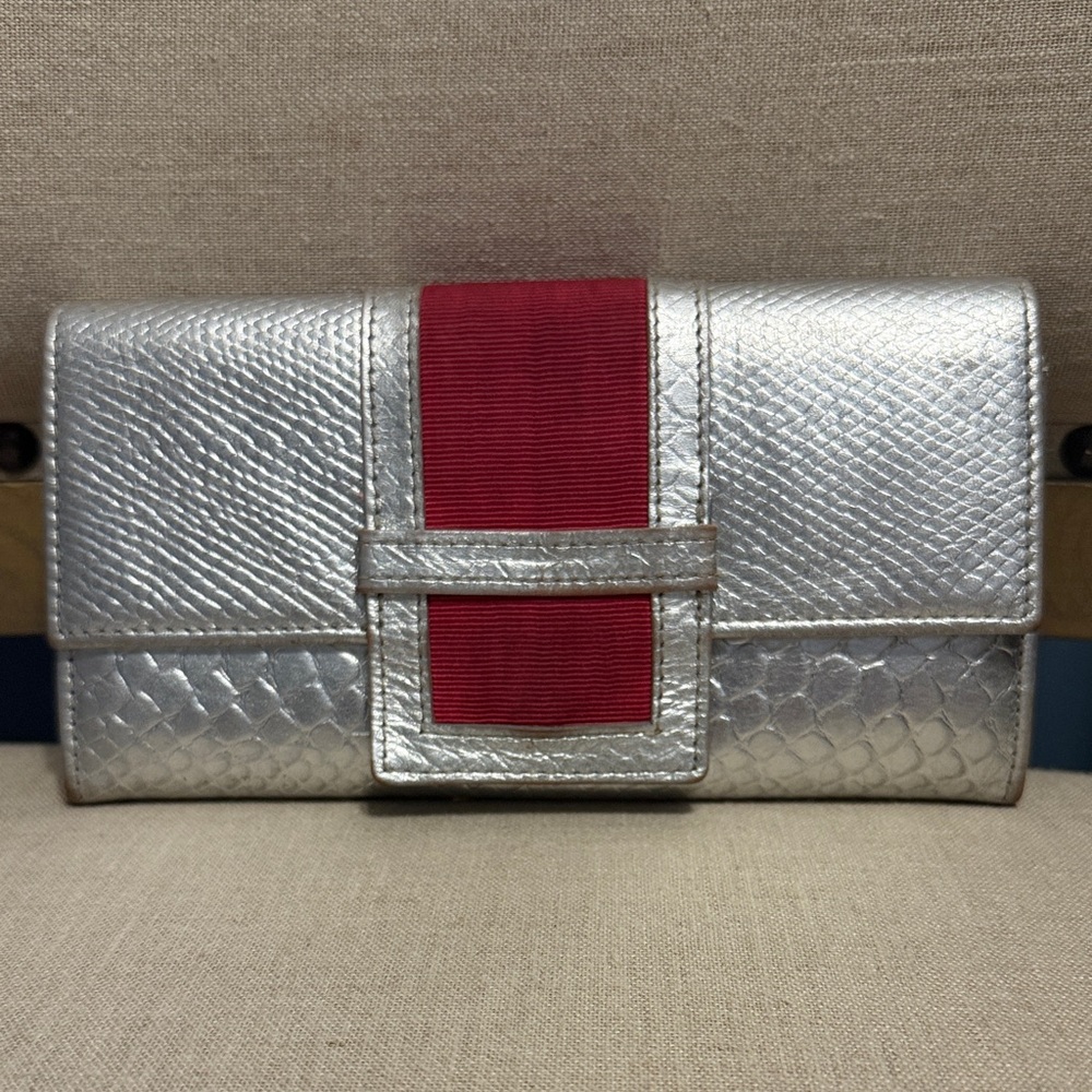 Boden Silver Metallic Leather Wallet